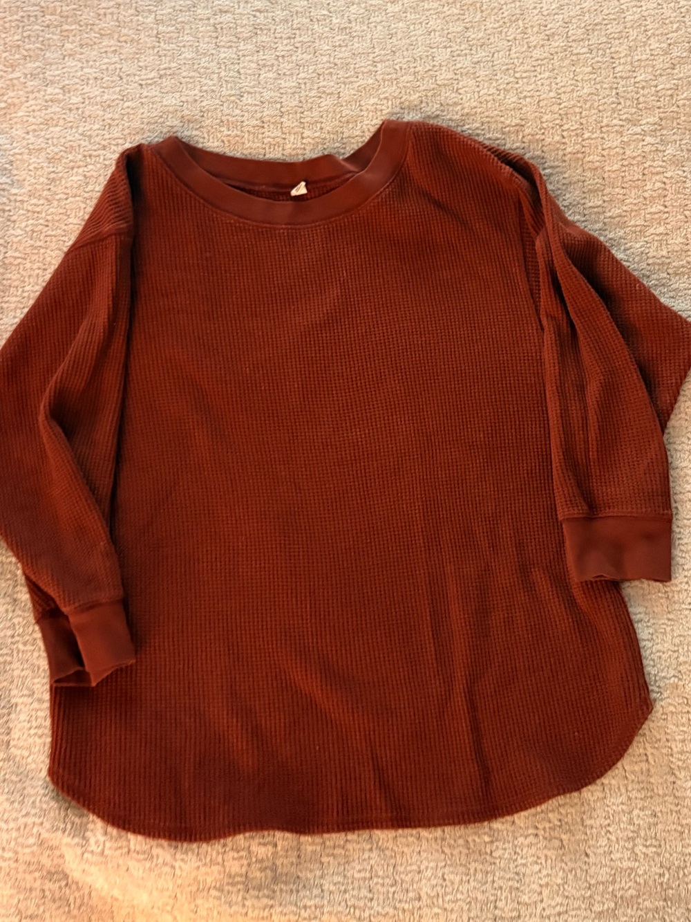 Uniqlo Medium Sleeve waffle Top - Terracota
